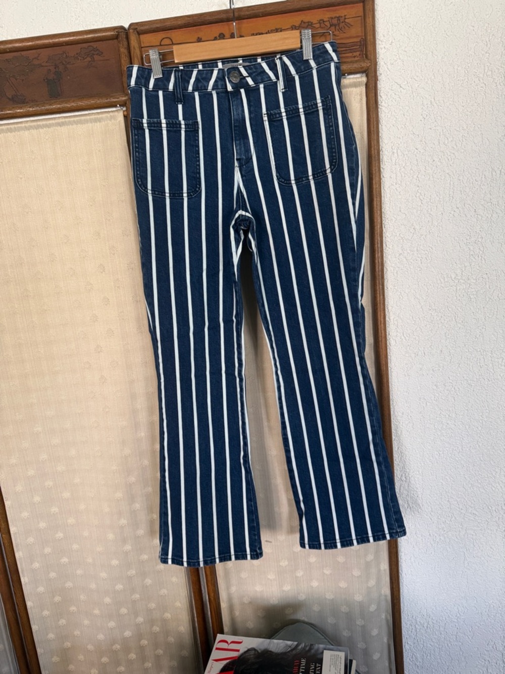 Kut from the Kloth Navy and White Kelsey patch pocket jeans bought last month.